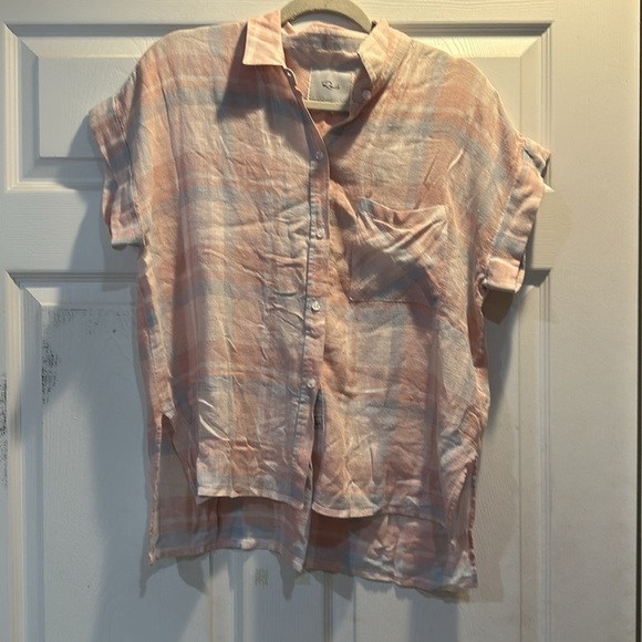 Rails Whitney Linen Verona Plaid Oversized Camp Button Down Shirt S - Picture 2 of 9